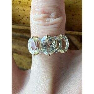Natural Yellow Labradorite Sterling Silver Ring Size 8